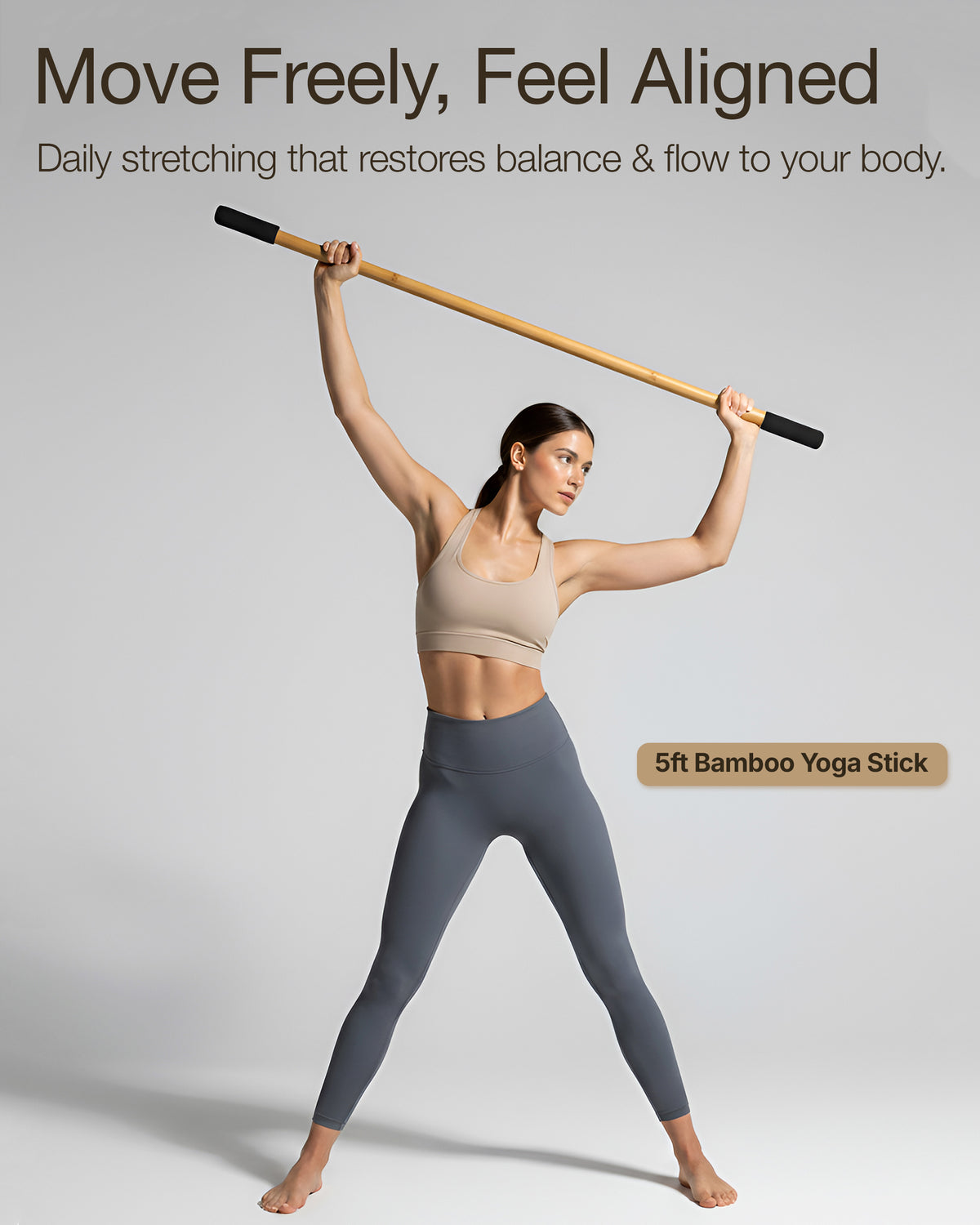 5ft Bamboo Yoga Stick - Natural Bamboo