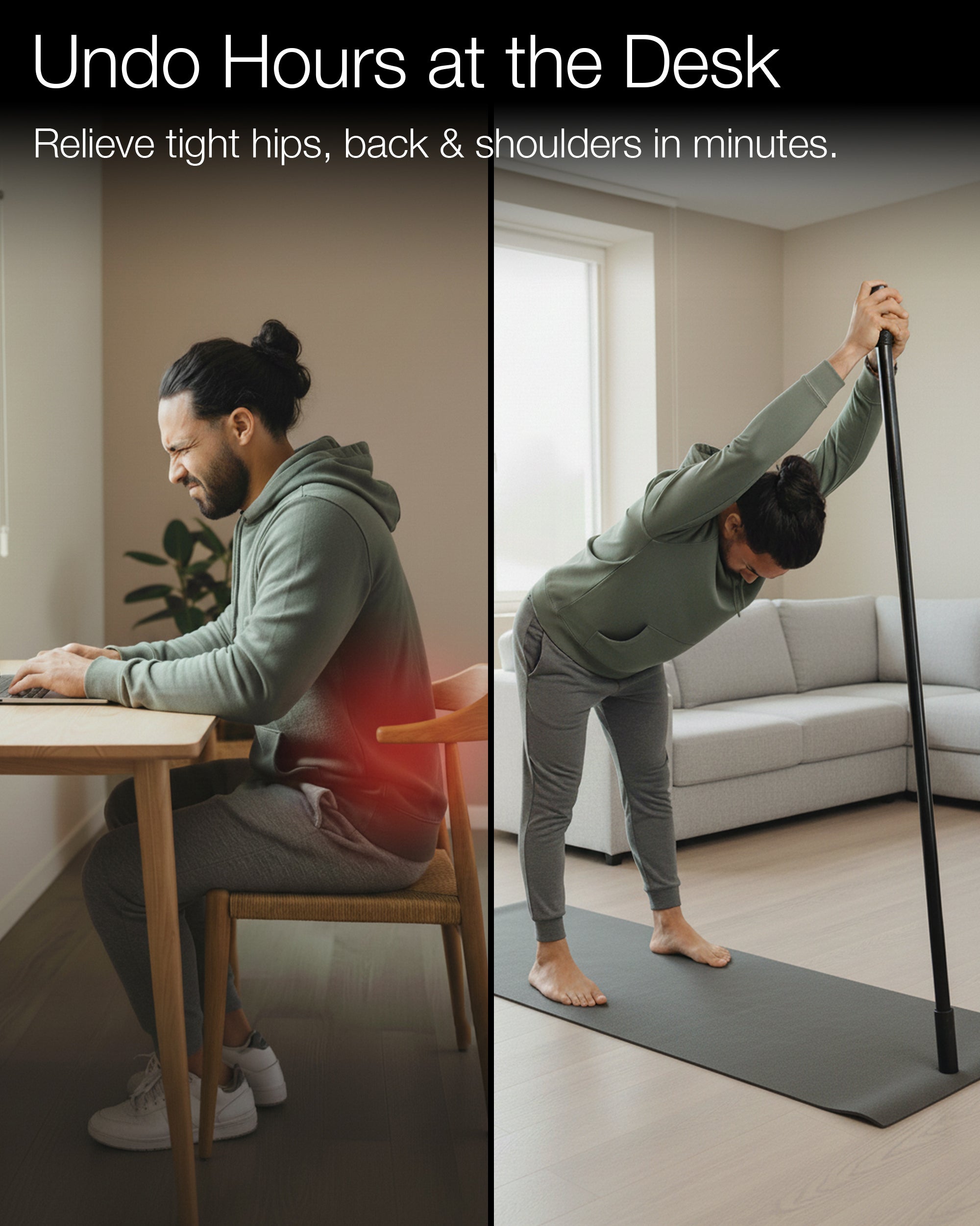 5ft Bamboo Mobility Stick - Black Bamboo